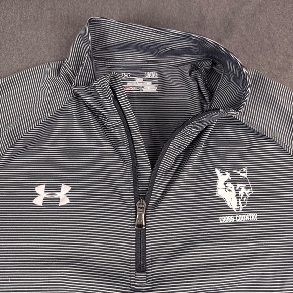 Under Armour Other - Under Armour HeatGear Mens Large Grey Striped Cross Country 1/4 Zip Pullover